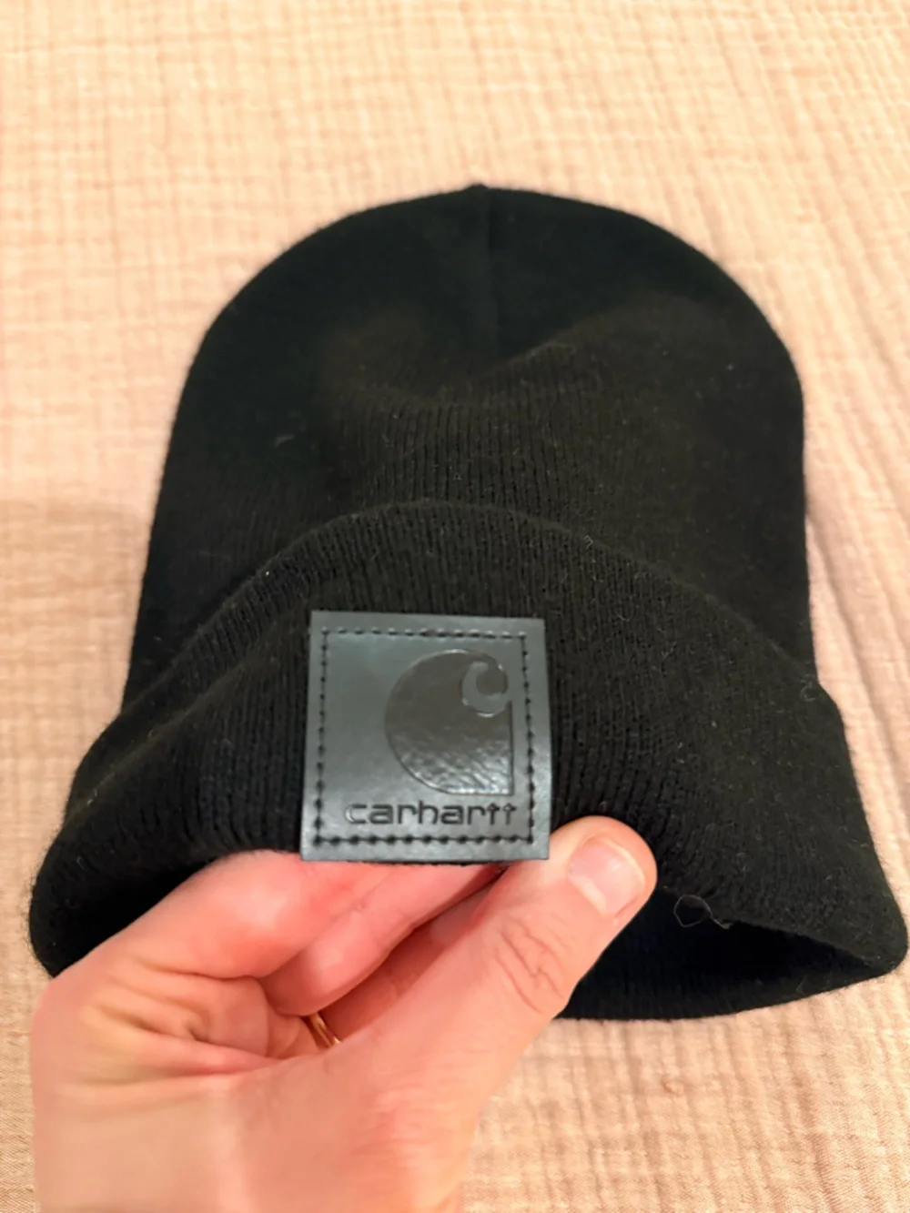 Carhartt Black Ribbed Beanie with Logo Patch - Picture 2 of 2
